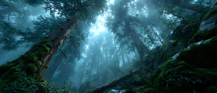 The Enchanting Blue Foggy Forest Embracing Nature's Mystery and Serenity