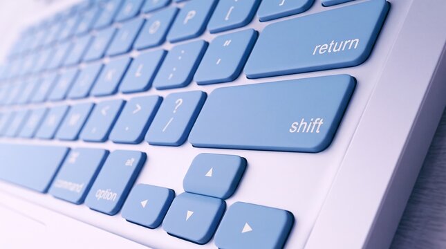 Blue Computer Keyboard with Shift and Return Keys