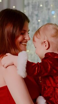 Heartwarming Moment of Joy Between a Parent and Child During a Festive Celebration, Captured in Two Delightful Frames of Tenderness and Love