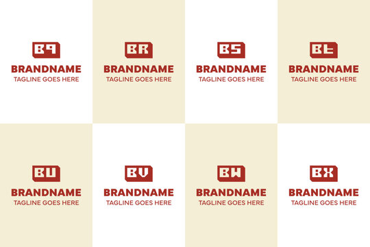 Letters BQ BR BS BT BU BV BW BX Box 3D Logo Set