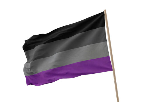 Asexual pride flag waving isolated on transparent background