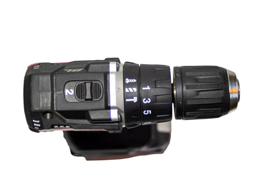 Top view of ordless brushless drill driver with rechargeable battery