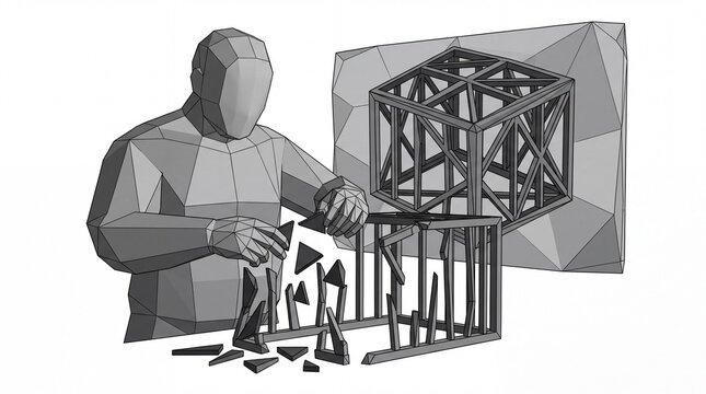 Holocaust remembrance day vektor showing figure escaping a cage