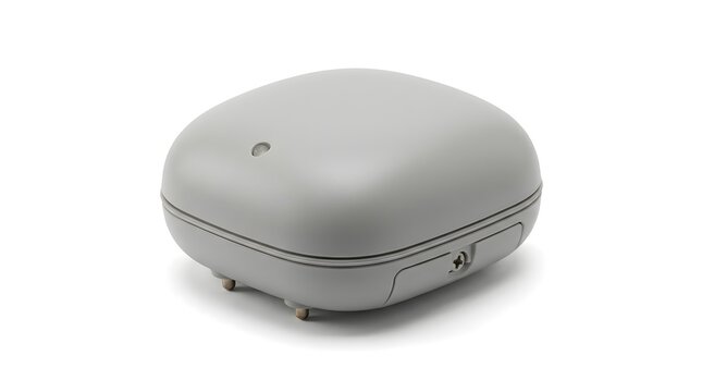 Detailed studio shot of a gray spherical air pump for aquarium or hydroponic applications