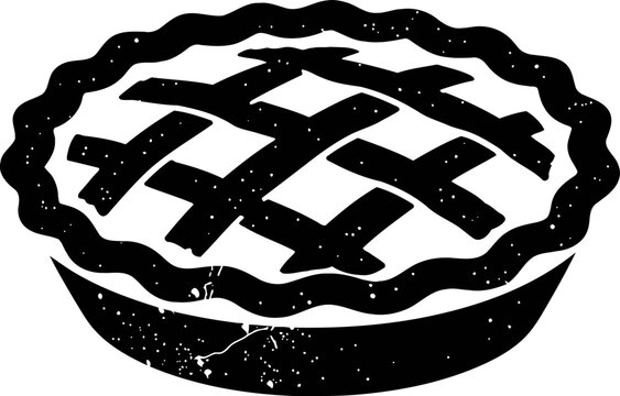 Classic lattice top pie silhouette with flaky crust, traditional baked dessert illustration