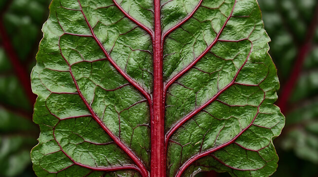 Close-up of Swiss Chard Leaf Veins