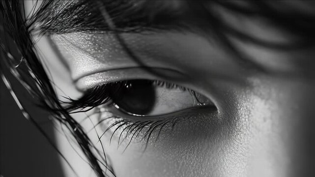 Close up of eye with long eyelashes
