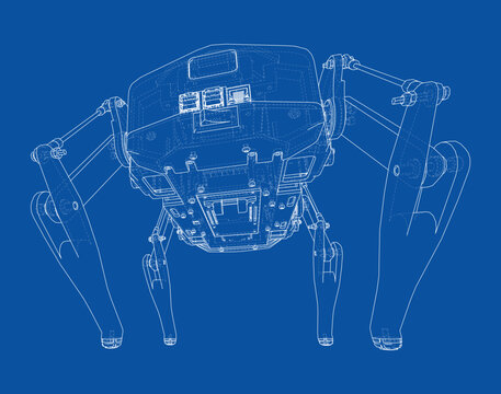 robotic spider blueprint illustration. Vector