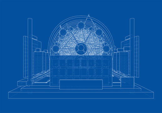 Circular Network Framework Blueprint. Vector
