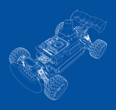 remote control car blueprint illustration. Vector