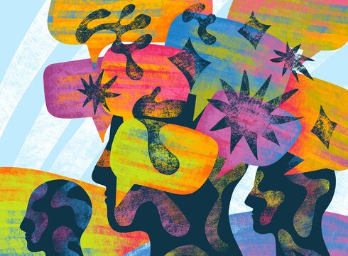 Creative expression through colorful thought bubbles