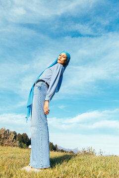 Woman in Blue Hijab