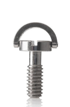 Stainless D-ring screw isolated on a white background