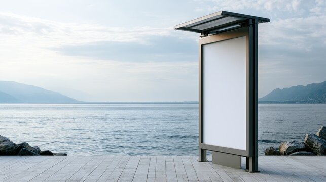 billboard or blank poster, blank white mast banner mockup, front view, outdoor, billboard clear poster for advertising display outside sign template, for Display or montage of product generate by AI