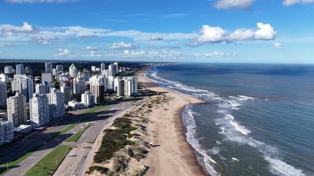 Punta del Este Beach Waves and Coastal Skyline Panorama