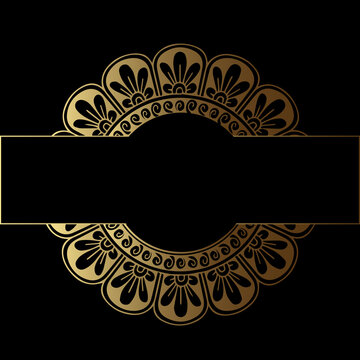 Elegant golden ornate festive mandala banner frame vector illustration featuring luxury traditional patterns, glowing decorative border, and dark background for celebrations.