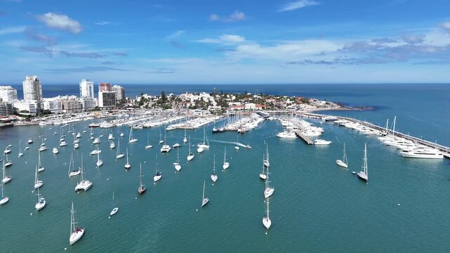 Punta del Este Sailboats and Marina Piers from Above