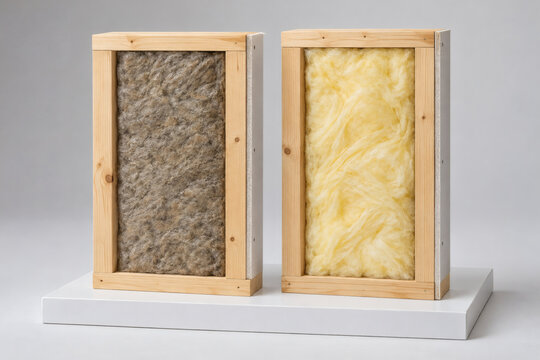Mineral Wool and Fiberglass in Timber Wall Sample Frames