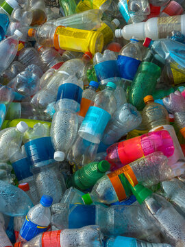 Close-up of Pile of Used Plastic Bottles for Recycling