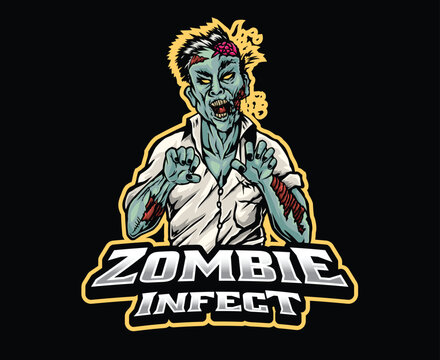 Infected Zombie Horror Mascot Logo Illustration