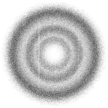 Dark distressed grainy circular texture and abstract noise overlay 