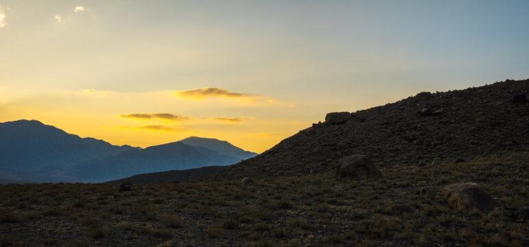 Mountain Landscape at Sunset in Kyrgyzstan