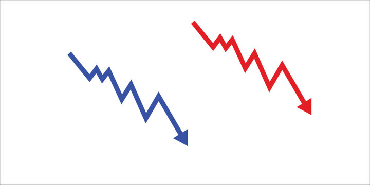 Financial charts showing a decline represent a market downturn and worsening economic conditions and negative trends