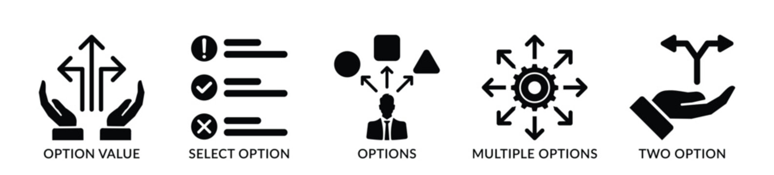 Option icon set. Set of Choice, option and decision icon - Stock Vector 