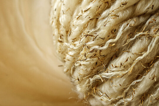 Close-up of raw wool locks with crimp and golden lanolin
