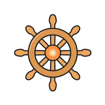 Nautical ship steering wheel or helm in flat design style