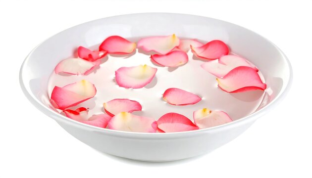 Rose Petals Floating in a Bowl of Water for Spa Relaxation Session