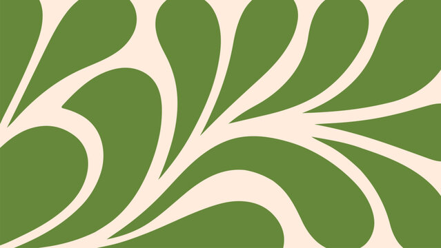Olive Green Branching Organic Forms Spreading Across a Cream Field with Curved Leaflike Extensions for Botanical Wallpaper Textile Prints and Decorative Backgrounds