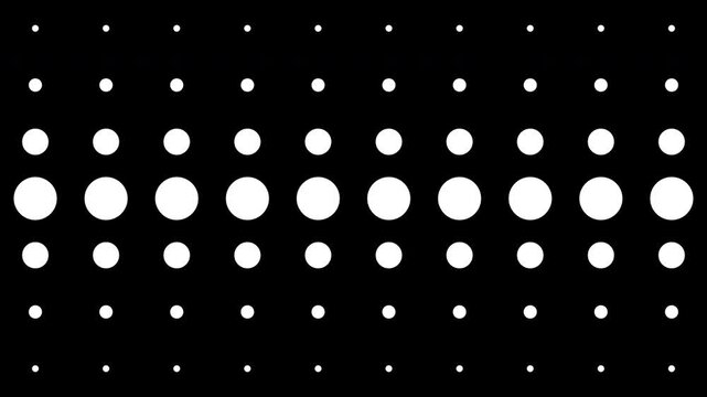 Continuous loop animation of a pulsating circle grid, abstract geometric motion background ideal for compositions, overlays and design projects.
