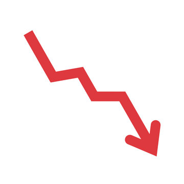 Red Downward Arrow Representing Economic Recession and Financial Market Decline