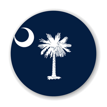 South Carolina state circle flag. Part of The United States of America. Clean design for print, web, or educational use. Vector illustration with dropped shadow on white background.