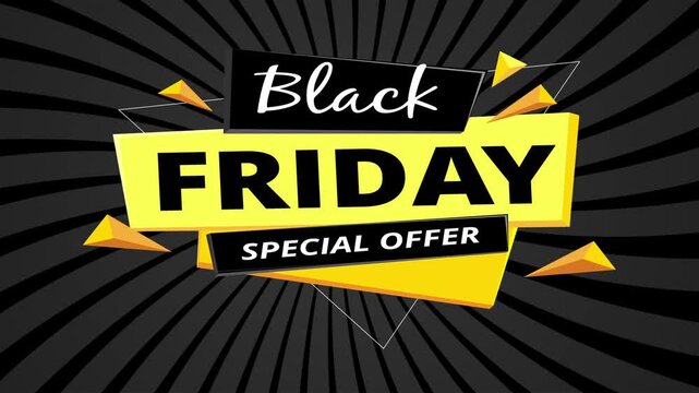 Black Friday sale neon sign glowing with vibrant pink light against a dark background for retail marketing and holiday shopping promotion video