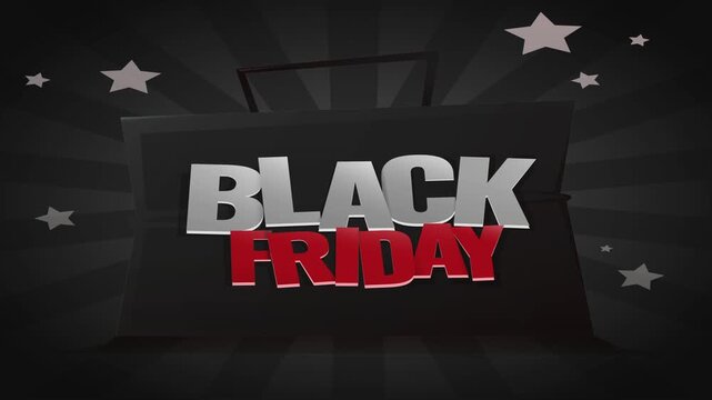 Black Friday sale text animation with glowing neon letters appearing on a dark background for retail marketing and promotional video content
