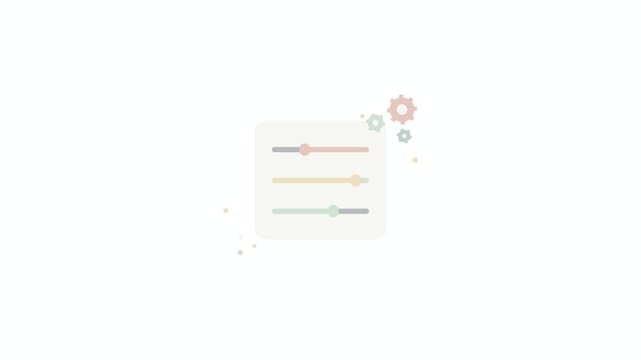 One retro minimalist flat-style settings slider icon with colorful gear wheels and decorative stars isolated on a clean white background vector graphic for interface design and customization
