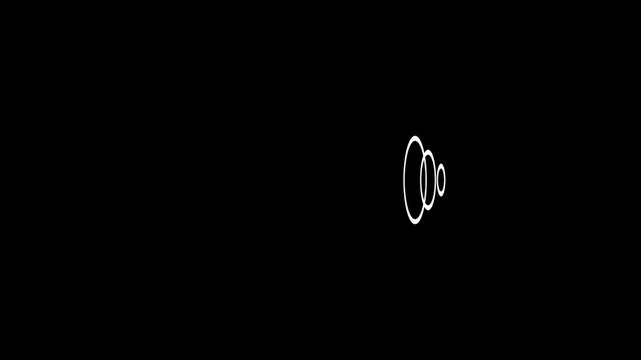 Abstract animation of stacked white ellipses expanding and contracting into a diamond pattern on black background, hypnotic geometric line art for transitions, intros and design projects