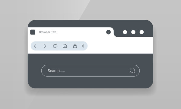 Dark web browser window UI mockup with search bar and browser tab