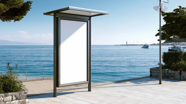 billboard or blank poster, blank white mast banner mockup, front view, outdoor, billboard clear poster for advertising display outside sign template, for Display or montage of product generate by AI