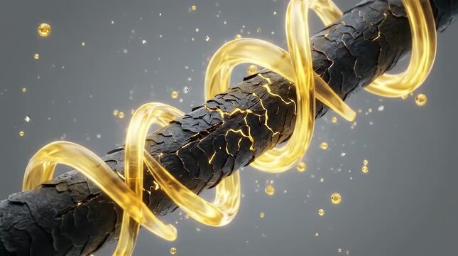 Extreme Close Up Microscopic View of a Single Fiber Strand Showing Detailed Texture and Structure