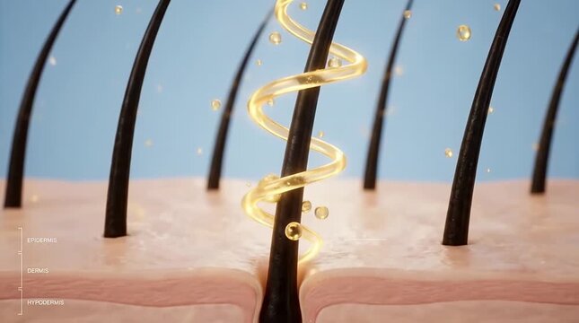 High-End 3D Medical Visualization of Human Skin Layers Showing Dermis and Epidermis Anatomy