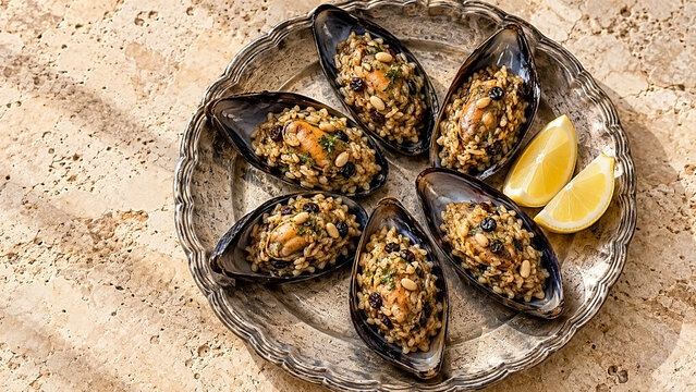 Midye Dolma Stuffed Mussels with Spiced Rice and Lemon