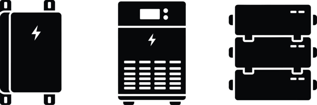 Electrical energy storage systems showing power transformers inverter units and battery bank array with system