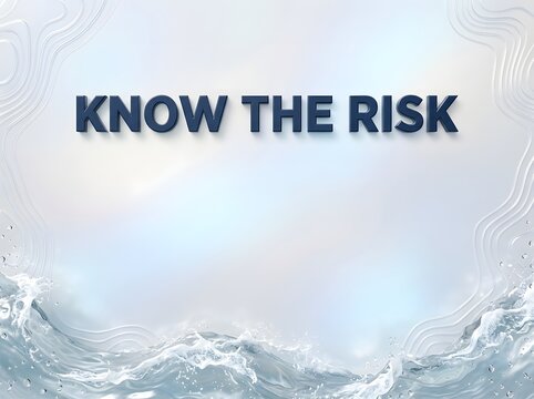 Know the risk text sign with blue letters on grey background
