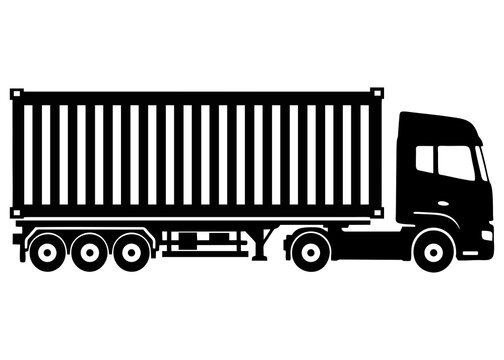 long container semi truck silhouette