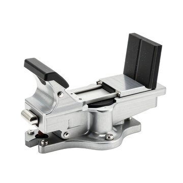 Metal ski tuning vise clamp tool on black background
