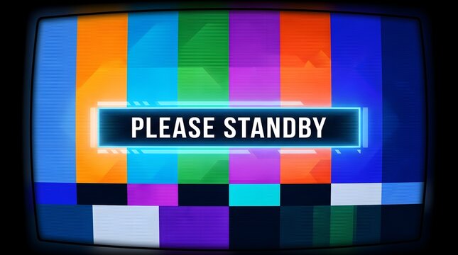 Retro Television with Color Bars and 'please Stand By' Message on the Screen also called standby tv screen