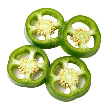 Fresh sliced green jalapeno pepper rings